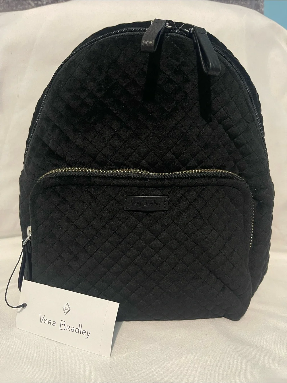 Vera Bradley Iconic Black Quilted Mini Backpack NWT - Picture 1 of 7